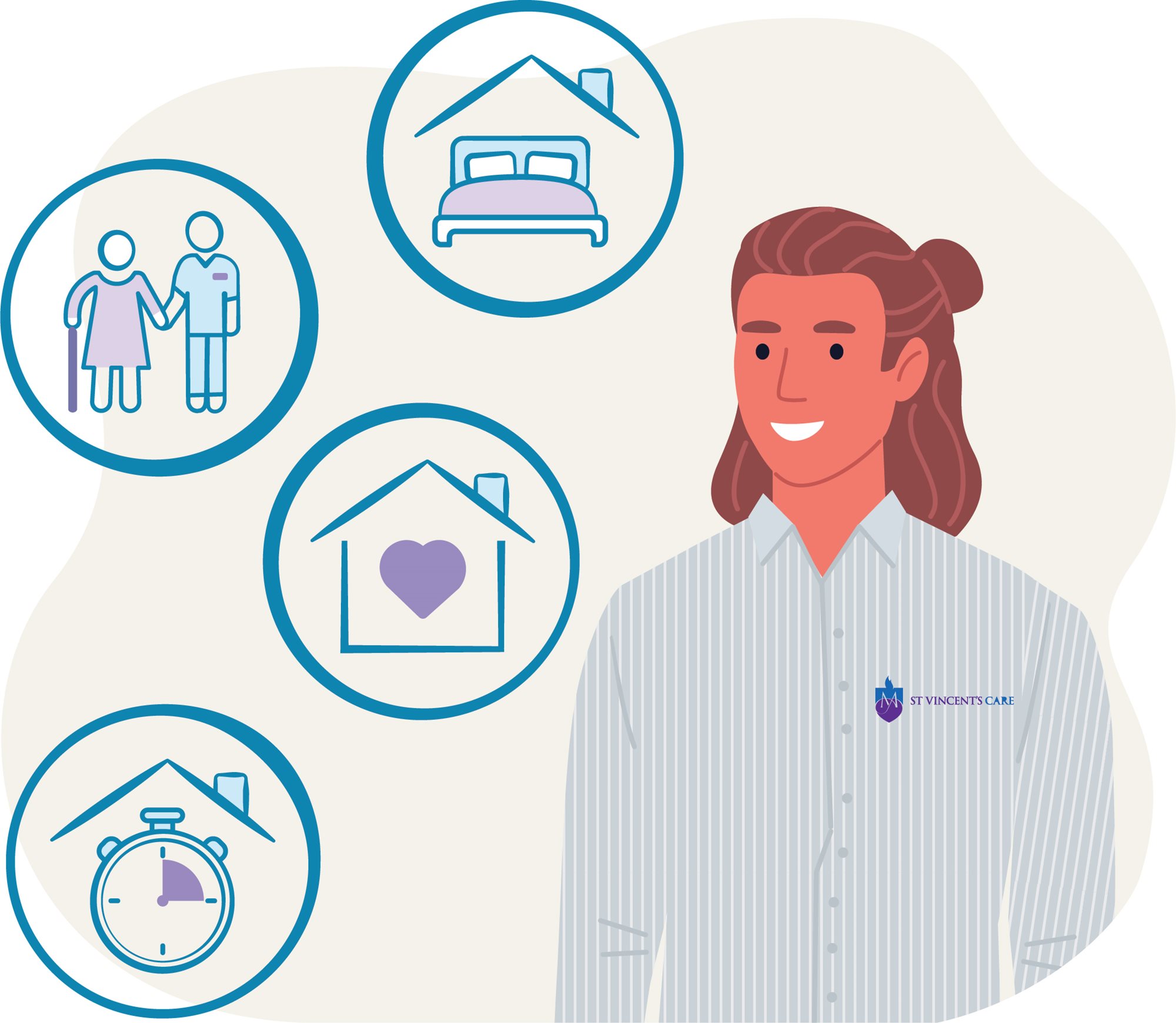 illustration of a st vincent's staff member looking at multiple options for care