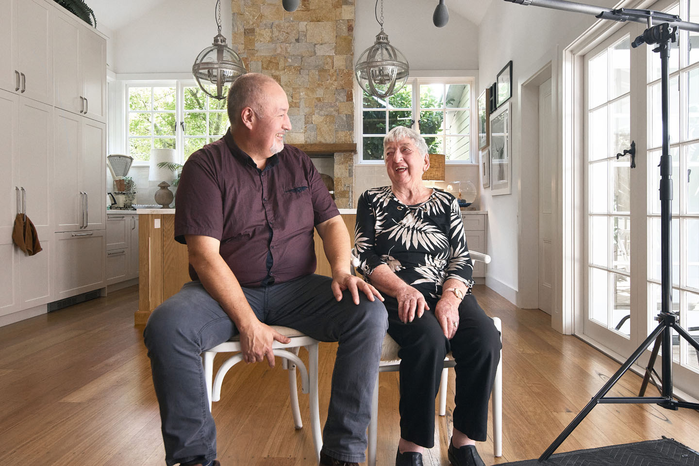 aged care staff member mark with aged care resident carol